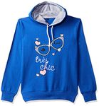 T2F Girl's Cotton Hooded Neck Sweatshirt (BYS-SS-07_Multicolor_5-6 Years_Blue_5 Years-6 Years)