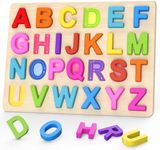 Zeoddler Alphabet Puzzles, Wooden Puzzles for Toddlers, ABC Shape Puzzles for Kids, Preschool Learning Activities, Gift for Girls Boys