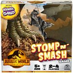 Jurassic World Dominion, Stomp N’ Smash Board Game Sensory Dinosaur Toy with Kinetic Sand Jurassic Park Movie Family Game, for Kids Ages 5 & up