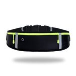 SYGA Running Waist Belt for Women & Men Sweat Rainproof Phone Holder with Adjustable Strap & 3 Pockets Headphone Hole WaistBag for All Kind of Phone-Sports, Yoga, Workout & Outdoor Activities- Black