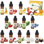 Food Flavouring Oil- 12 Pack Concentrated Flavoring Oil, Flavour Drops, Extracted Oil Liquid Lip Gloss Flavouring Oil for Baking, Cooking, Cosmetics, Soap Making- Water & Oil Soluble - 6 ml