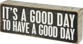 Primitives By Kathy 31127 Pinstriped Trimmed Box Sign, 8" x 3", A Good Day