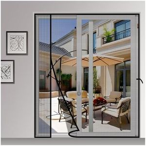 MAGZO Magnetic Screen Door, Fits Door Size 72'' x 80'', Reversible Left Right Side Opening, Upgraded Polyester with Strong Magnets, Wire for Sliding Glass Patio/French/Double/Large Doors, Black