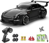 ACAMMZAR RC Drift Car with Gyro, 1:24 Full Proportional Remote Control Car, 25KM/H 4WD High Speed RC Cars with Lights, Extra Racing Tires, Vehicle for Adults Kids Boys Girls, Black