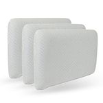 Sleepsia Cervical Memory Foam Pillow (Standard) - Best for Neck & Shoulder Pain, Support for Back, Stomach, Side Sleepers with Washable Cover (23 L X 13 W X 4 H, White) Pack of 3