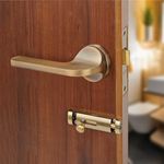 LAPO Luxury Door Locks For Bathroom, Pull Handle Door Lock For Balcony, Store Room Mortise Keyless Handle Set With Brass Baby Latch For Home,Office,Hotel | Antique Finish | 3 Years Warranty Ro-127