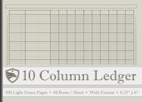 10 Column Ledger Book : Green Columnar Pad for Bookkeeping , Small Business and Personal Finance Use | 100 Pages | 40 Rows per sheet: For Recording, ... 8.25'' x 6 '' | Professional Grey Cover