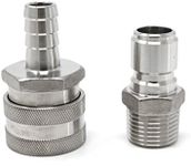 Concord 304 Stainless Steel Quick Disconnect Barb Hose with MPT Set. Home Brewing Mash Tun. (Barb Female/MPT Male)