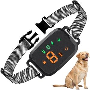 Collier Anti Aboiement Chien, 4 Modes Son/Vibration/Choc Electrique, Réglable 8 Niveaux de Sensibilité, Rechargeable Contrôle Anti-aboiement Intelligent, Étanche IP67 pour Gros Petit Chien-Noir