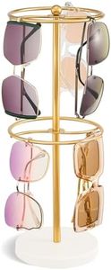 Lolalet Sunglasses Organizer Glasses Display Stand, Eyewear Storage Holder Double-layer Rack for Dresser Countertop Up to 18 Paris of Eyeglasses -White