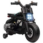 HOMCOM 6V Kids Electric Ride On Motorcycle Vehicle w/Siren, Horn, Headlights, Music, Training Wheels, for Outdoor Play, Ages 3-5 Years - Black