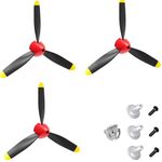 FLYCOLOR 3 Sets Rc Plane 3-Blade Red Propeller with Propeller Savers and one Adapters for VOLANTEXRC 761-11 761-12 761-13 P40 BF109 Airplane