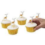 Cake Toppers Merry Christmas Cake Decoration 6-10 Pieces Cupcake Toppers (5 Mini Reindeer) Multi Purpose Decoration