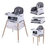 3 in 1 Baby High Chair, Convertible Baby High Chairs for Babies and Toddlers, Adjustable Compact Infant Baby Feeding Chair (Dark Gray)