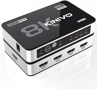 Kinivo 8K HDMI Switch with Remote 4 in 1 Out (4 Port, 8K 60Hz, 4K 120Hz HDMI Switcher, 48Gbps, HDR 10+, Dolby Atmos, HDCP 2.3) - HDMI 2.1 Switch Box Compatible with HDTV, PS5, PS4, Xbox, Apple TV