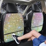 Pirador Diamond Bling Car Seat Kick Protectors with Storage – Sparkly Rhinestone Kick Mats, Universal Back Seat Cover for SUV, Crystal Auto Accessories for Stylish Moms Color 2pcs