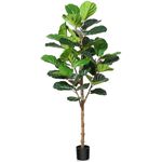 Kazeila Artificial Fiddle Leaf Fig Tree 150cm Large Artificial Plants Indoors Fake Ficus Lyrata Tree with Natural Wood Trunk and 54 Lifelike Leaves for Home Office Decor,1Pcs