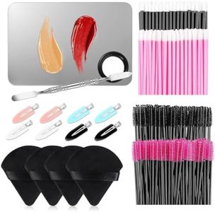 MAYCREATE® Makeup Applicators Kit Includes Triangle Powder Puff, Mixing Palette, Foundation Spatula, Mascara Wands, Lip Brush & Hair Clips Makeup Acessories Tools Set