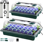 KITment 2 Pack 80 Cells Seed Starter Tray with 4 LED Grow Lights, Seed Germination Kit, Plant Starter Trays with Humidity Dome and Smart Timer, Greenhouse Grow Kit for Seeds Growing Starting, AU Plug