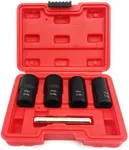 NORTOOLS 5 PCS 1/2” Twist Socket Set, 6-Point Sockets Nut and Bolt Extractor Tool Kit,Bolt & Stripped Lug Nut Remover Socket Tool for Damaged(17 mm, 19 mm, 21 mm, 22 mm)