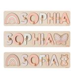 Personalized Wooden Name Puzzle With Pegs For Baby 1st Birthday Present Engraved Puzzle Kids Custom Name Sign Unique Christmas Gift Baby Shower Nursery Decor Montessori Wooden Toys Learning and Educational Toy Toddler Gift
