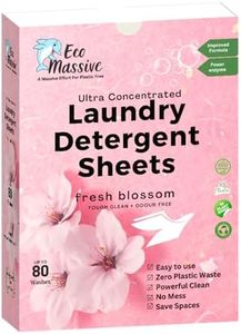 Eco Laundry Detergent Sheets, Ultra Concentrated & Fully Degradable Laundry Sheet Strips For Washing Clothes. Gentle clean & odour free- 80 Loads, Fresh Blossom- ECO Massive