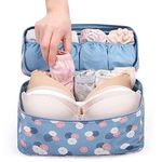 AXEVU Bra Underwear Organizer Bag Slide Portable Cosmetic Makeup Lingerie Toiletry Travel Bag with Handle Waterproof Personal Garment Bag Case Undergarments Organiser Women Travel Pouch Kit