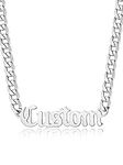 Name Necklace Personalized Initial Nameplate Choker Necklaces with Curb Chain, Stainless Steel Custom Names Plate Jewelry Gift for Women Men