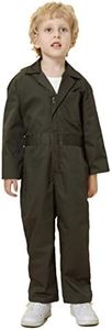 TOPTIE Kid's Coverall for Boys Mechanic Christmas Halloween Suit Costume Flight Suit, Mechanic Jumpsuit-Olive-11/12Y