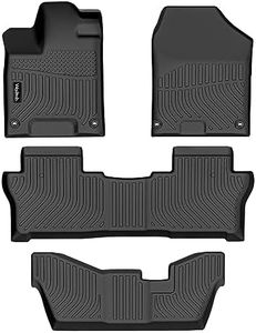 Wailtnb Floor Mats Custom for Honda Pilot 8 Passenger (No Elite Models) 2016-2022 All Weather Protection TPE Waterproof Floor Liners 1st + 2nd + 3rd Row Full Set Black Accessories