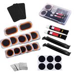 Bike Tire Repair Kit - Bycicle Inner Tube Puncture Patch Kits, with Vulcanizing Patches,Glueless Patchs,Metal Rasp,Lever,Sandpaper for Cycling, Motorcycle, BMX, ATVs, Inflatable Rubber (Black-3)