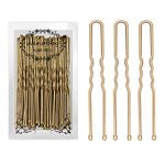 U Shaped Gold Hair Pins for Buns, 100 PCS 2.8" Blonde Hair Pins for Women Hair Styling with Thick Hair