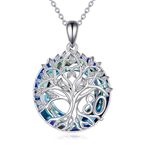 YFN 80th Birthday Gifts for Women Sterling Silver Tree of Life Necklace with Blue Crystal Mothers Day Christmas Jewelry Gifts for Mother Grandma Nana (80th)