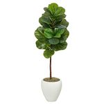 52in. Fiddle Leaf Artificial Tree in White Planter