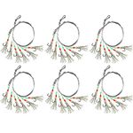 Rodeel Pre-tied Sea Fishing Rigs, 6 Pack / 36 Hooks Fishing Feathers, with Luminous Beads Glowing Tail and Simulated Fish-skin Flasher, Attractor for Mackerel, Herring, Bass, Cod - For Night Use