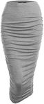 Made By Johnny WB1147 Womens Elegant High Waist Pencil Skirt with Side Shirring L Heather_Grey