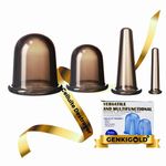 Genkigold Cupping Electric Massager At-Home Self-Massage Therapy - "The Painmelter" - Muscle Relief Relaxation - Portable for Gym Workout - Gift for Fitness Enthusiasts (4pcs Organic Silicone Cups)