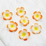 Casa Azul Artificial Foam Frangipani Champa Hawaii Beach Water Floating 7cms Big Flowers, Plumeria Flower for Home Decor, Festival, Pooja, DIY Craft -Orange(Pack of 10)