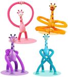 Telescopic Suction Cup Giraffe Toy, 4 Packs Pop Tubes Giraffe Fidget Toys Animal Autism Sensory Toy for Toddlers Travel Essential Educational Classroom Treasure Box Stretchy Robots Party Favors