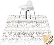 Splat Mat for Under High Chair/Arts/Crafts, WOMUMON Washable Spill Mat Waterproof Anti-Slip Floor Protector Splash Mat, Messy Mat and Table Cloth