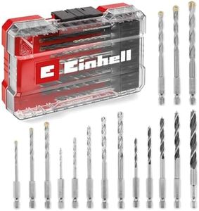 Original Einhell M-CASE 16 pcs. set de forets (forets à bois, forets à pierre et forets à métaux avec tige E 6.3 pour visseuses sans fil et perceuses, boîte de rangement incluse)