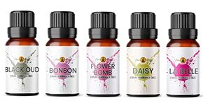 for Women Inspired Fragrance Oil Set 5 x 10ml | for Diffuser Home, Wax Melts, Soap & Candle Making, Bath Bomb, Perfume | Black Oud, Bon, Flower Blast, Dazey, Beauty Belle | Made in UK, Vegan