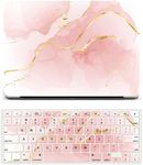 Laptop Case Compatible with New MacBook Air 13 Inch Case 2020 2019 2018 Release A2337 M1 A2179 A1932 with Retina Display & Touch ID, Plastic Hard Shell Case & Keyboard Cover Skin - Pink Marble