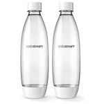 SodaStream 1 Litre Fuse Bottles - White Twin Pack for the Dishwasher