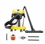 KARCHER WD 3 SV Wet & Dry Vacuum Cleaner, 1000 W, Suction Power, 17L Tank, Stainless Steel Body, Blower Function, Cartridge Filter & Fleece Filter Bag, for Home, Car & Furniture Cleaning, German Tech