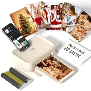 4x6 Photo Printer, CP4100 Photo Printer for iPhone & Android with 20 Sheets & 1 Cartridges, Instant Portable Photo Printers, Wi-Fi Wireless Picture Printer, Dye Sublimation, Beige