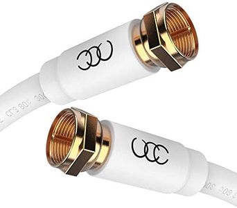 White RG6 Coaxial Cable Connectors Set 10 FT, Quad Shielded Coax TV Cable Wire, in-Wall Rated-Digital Audio Video Satellite Cable Extension, Gold Plated Compression Connectors-10 Foot