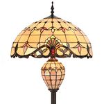 Bieye L30803 Baroque Tiffany Style Stained Glass Double Lit Floor Lamp for Home Decor 64-inch Tall