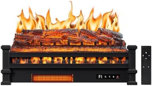 Utheinteck Electric Fireplace Logs, Eternal Flame 26" Remote Control Fireplace Inserts Log Heater, Realistic Pinewood Ember Bed, Adjustable Flame Colors, Remote Control, Thermostat, Timer, 1500W
