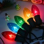 C9 Multicolor Christmas Lights Outdoor Vintage Christmas Tree Lights Indoor , 25FT Clear Colorful Christmas Lights with 25Pcs E17 Base Bulbs For Christmas Home Party Yard Porch Stair Decorations